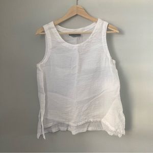 Eleven Stitch Design white sleeveless tank top made in USA side slits XS